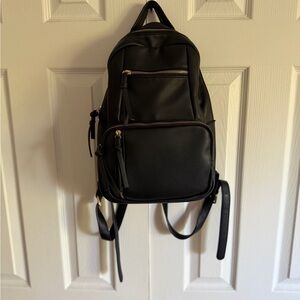Black Faux Leather Backpack